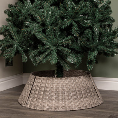 48Or70Cm Samuel Alexander Large Kd Plastic Wicker Rattan Woven Christmas Tree Skirt In Grey - image 1