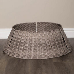 48Or70Cm Samuel Alexander Large Kd Plastic Wicker Rattan Woven Christmas Tree Skirt In Grey - thumbnail 4