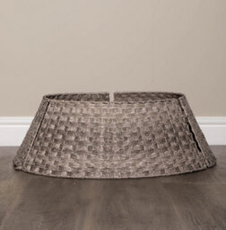 48Or70Cm Samuel Alexander Large Kd Plastic Wicker Rattan Woven Christmas Tree Skirt In Grey - thumbnail 5