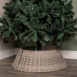 48Or70Cm Samuel Alexander Large Kd Plastic Wicker Rattan Woven Christmas Tree Skirt In Grey - thumbnail 1