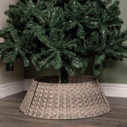 48Or70Cm Samuel Alexander Large Kd Plastic Wicker Rattan Woven Christmas Tree Skirt In Grey - thumbnail 9