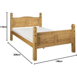 Bed Frame 4Ft6 Double High End Solid Mexican Pine Frame Waxed Bedroom - thumbnail 2