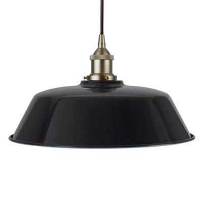 Navy Blue Chancery Painted Dome Pendant Light With Brushed Chrome Lamp Holder And Black Round Cable - Se Home - image 1