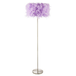 Happy Homewares Modern And Chic Soft Lilac Feather Floor Lamp With Satin Nickel Plated Base