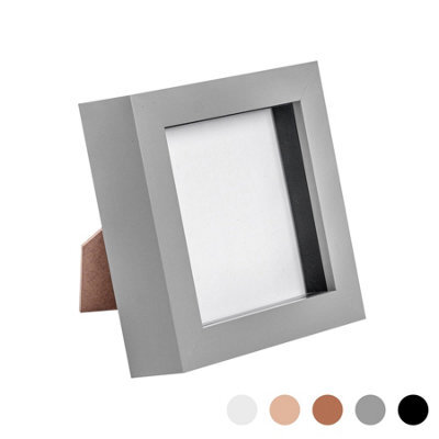 "Nicola Spring 4 X 4"" Photo Frame - Grey - 3D Photo Frame Picture Frame Box Portrait Display Case (12.5 X 12.5Cm)" - image 1