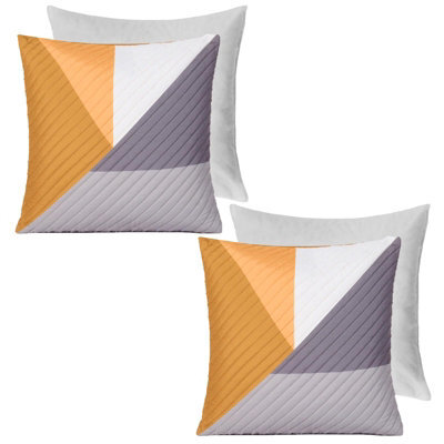 OHS 2 Pack Geometric Pinsonic Filled Cushion Covers, Ochre - 45 X 45Cm - image 1
