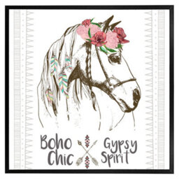 "Andrew Lee Horse With Flower Chic (Picutre Frame) / 12X12"" / Brown" - thumbnail 4