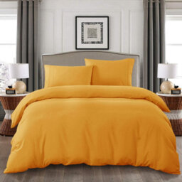 Ameha Plain 3-Piece Duvet Ochre Quilt Cover Breathable Microfiber Reversible Single Set With Pillowcase 135 X 200 Cm - thumbnail 8