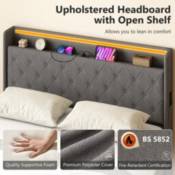 Homcom Lift Up Storage Bed Frame With Rgb Led Lights, 150 X 200Cm, Dark Grey - thumbnail 7