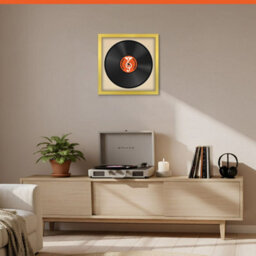 "16X16"" Gold Modern Vinyl Record Frame With Ivory Mount For 12 Inch Lp Disc - Ak Frames" - thumbnail 8