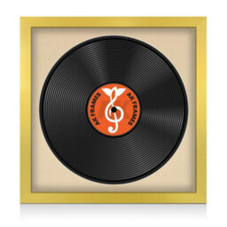 "16X16"" Gold Modern Vinyl Record Frame With Ivory Mount For 12 Inch Lp Disc - Ak Frames"