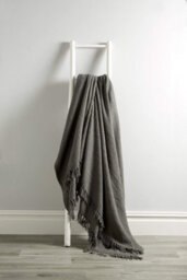 Lisbon Pure Cotton Honeycomb Throw In Grey, 178 X 254Cm - thumbnail 2
