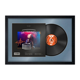 "AK Frames 25X17"" Black Modern Vinyl Record Frame With Pompadour Mount For 12 Inch Lp Cover & Disc - Overlapped Design" - thumbnail 1