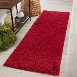 Desire Rugs Plain Living Room Shaggy Area Rugs Red Runner 60X220 Cm - thumbnail 1