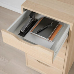 White Stained/oak Effect Drawer Unit 5 Drawers Storage Office Desk Cabinet 36X70Cm - thumbnail 3