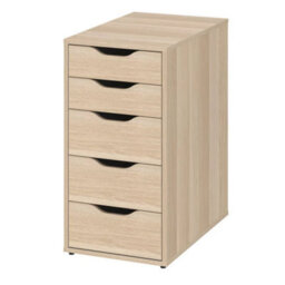 White Stained/oak Effect Drawer Unit 5 Drawers Storage Office Desk Cabinet 36X70Cm - thumbnail 1