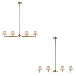 Loops Elegant 2 Pack Of Brushed Brass Hanging Pendant Lights With Bay Blue Fabric Shades