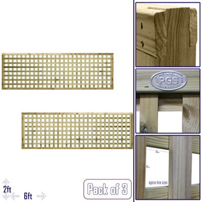 Premier Garden Supplies Urban Square Trellis Pack Of 3 W.6Ft (183Cm) X H.2Ft (60Cm) Wooden Framed Plant Support Lattice - image 1
