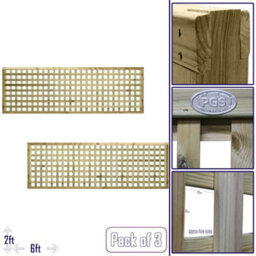 Premier Garden Supplies Urban Square Trellis Pack Of 3 W.6Ft (183Cm) X H.2Ft (60Cm) Wooden Framed Plant Support Lattice - thumbnail 1