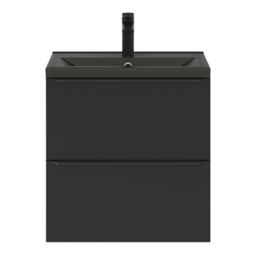 GoodHome Imandra Slimline Matt Black Wall-Mounted Bathroom Cabinet (H) 600mm (W) 600mm - thumbnail 4
