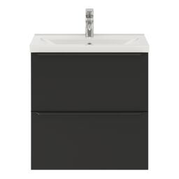 GoodHome Imandra Slimline Matt Black Wall-Mounted Bathroom Cabinet (H) 600mm (W) 600mm - thumbnail 3