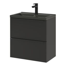 GoodHome Imandra Slimline Matt Black Wall-Mounted Bathroom Cabinet (H) 600mm (W) 600mm - thumbnail 5