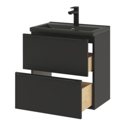 GoodHome Imandra Slimline Matt Black Wall-Mounted Bathroom Cabinet (H) 600mm (W) 600mm - thumbnail 8