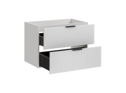 Impact Furniture Bathroom Cabinets 800mm Vanity Unit With Tallboy Wall Storage Cabinet White Ribbed Fluted Furniture Set Adel - thumbnail 5