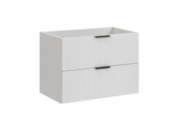 Impact Furniture Bathroom Cabinets 800mm Vanity Unit With Tallboy Wall Storage Cabinet White Ribbed Fluted Furniture Set Adel - thumbnail 6