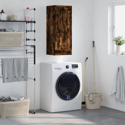 Berkfield Wall Mounted Cabinet Smoked Oak 34.5X34X90 Cm Engineered Wood - image 1