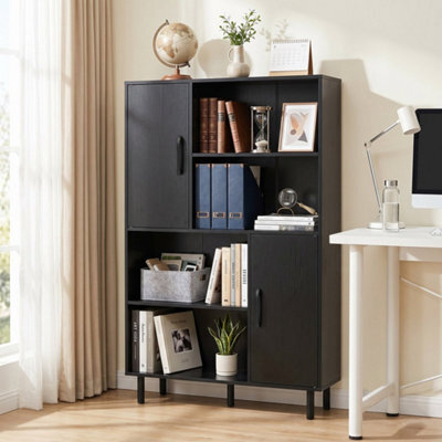 Black Side Display Cabinet With Metal Legs And Anti Tipping Kits For Living Room - image 1