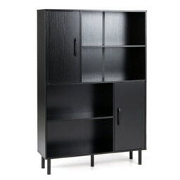 Black Side Display Cabinet With Metal Legs And Anti Tipping Kits For Living Room - thumbnail 4
