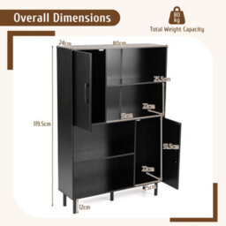 Black Side Display Cabinet With Metal Legs And Anti Tipping Kits For Living Room - thumbnail 2
