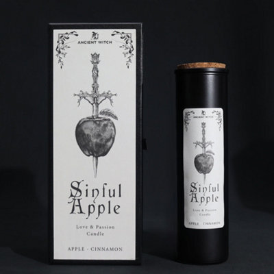 Serenityy - Ancient Witch Ritual Candle Sinful Apple 700G Black Apple & Cinnamon Candle With Ritual Spell Card And Gift Box. - image 1