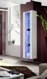 Arte Fly 41 Tall Display Cabinet 40Cm White Gloss - Led-Lit Glass Showcase - thumbnail 2