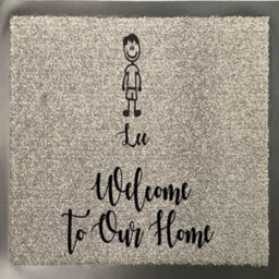 One Of A Kind Design Uk Personalised  1 Character Nylon Doormat - Grey (40Cm X 60Cm) - thumbnail 1