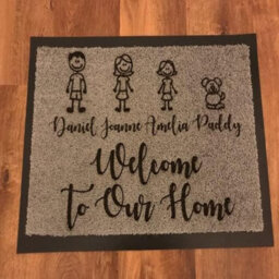One Of A Kind Design Uk Personalised  1 Character Nylon Doormat - Grey (40Cm X 60Cm) - thumbnail 3