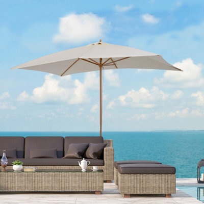Outsunny Wooden Garden Parasol Sun Shade Patio Umbrella Canopy Cream White - image 1