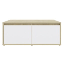 Berkfield Durable Coffee Table White And Sonoma Oak 80X80X31 Cm Engineered Wood - thumbnail 4