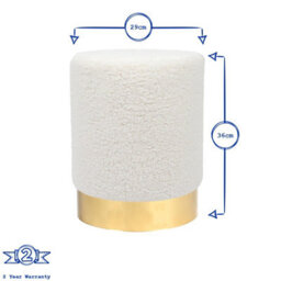 Harbour Housewares 2X Boucle Pouffes - Round Luxe Living Room Bedroom Dressing Table Accent Footstool - 29 X 36Cm - thumbnail 3