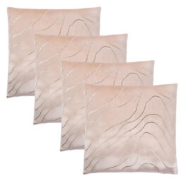 OHS 4 Pack Metallic Wave Cushion Covers, Natural/gold - 45 X 45Cm