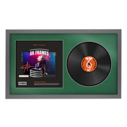 "30X17"" Dark Grey Sleek Vinyl Record Frame With Emerald Mount For 12 Inch Lp Album Cover & Disc - Ak Frames" - thumbnail 1