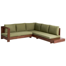 Beliani Garden Corner Sofa 5 Seater Marettimo Certified Acacia Wood Green Right Hand - thumbnail 4