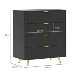 Homcom Chest Of Drawers With 4 Drawers For Bedroom, Living Room, Black - thumbnail 3