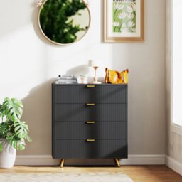 Homcom Chest Of Drawers With 4 Drawers For Bedroom, Living Room, Black - thumbnail 7