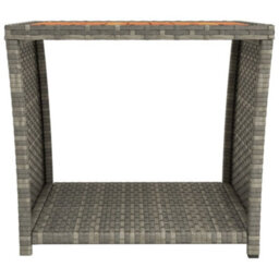 Berkfield Tea Table With Wooden Top Grey Poly Rattan&solid Wood Acacia - thumbnail 3