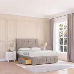 "Sloomy 4Ft6 Watson Plush Steel Bed Set With 2 Drawers & Footboard, Mattress & 54"" Headboard - Double"