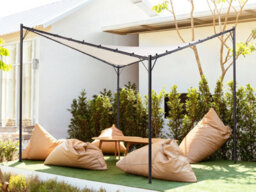 Beliani Gazebo Aventine Metal 300 Cm 300 Cm Beige - thumbnail 2