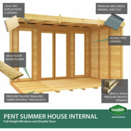 Buttercup Farm 12Ft X 7Ft Pent Summer House (Full Height Window) - Wood - L214 X W358 X H201 Cm - thumbnail 6