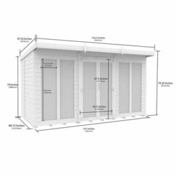 Buttercup Farm 12Ft X 7Ft Pent Summer House (Full Height Window) - Wood - L214 X W358 X H201 Cm - thumbnail 3